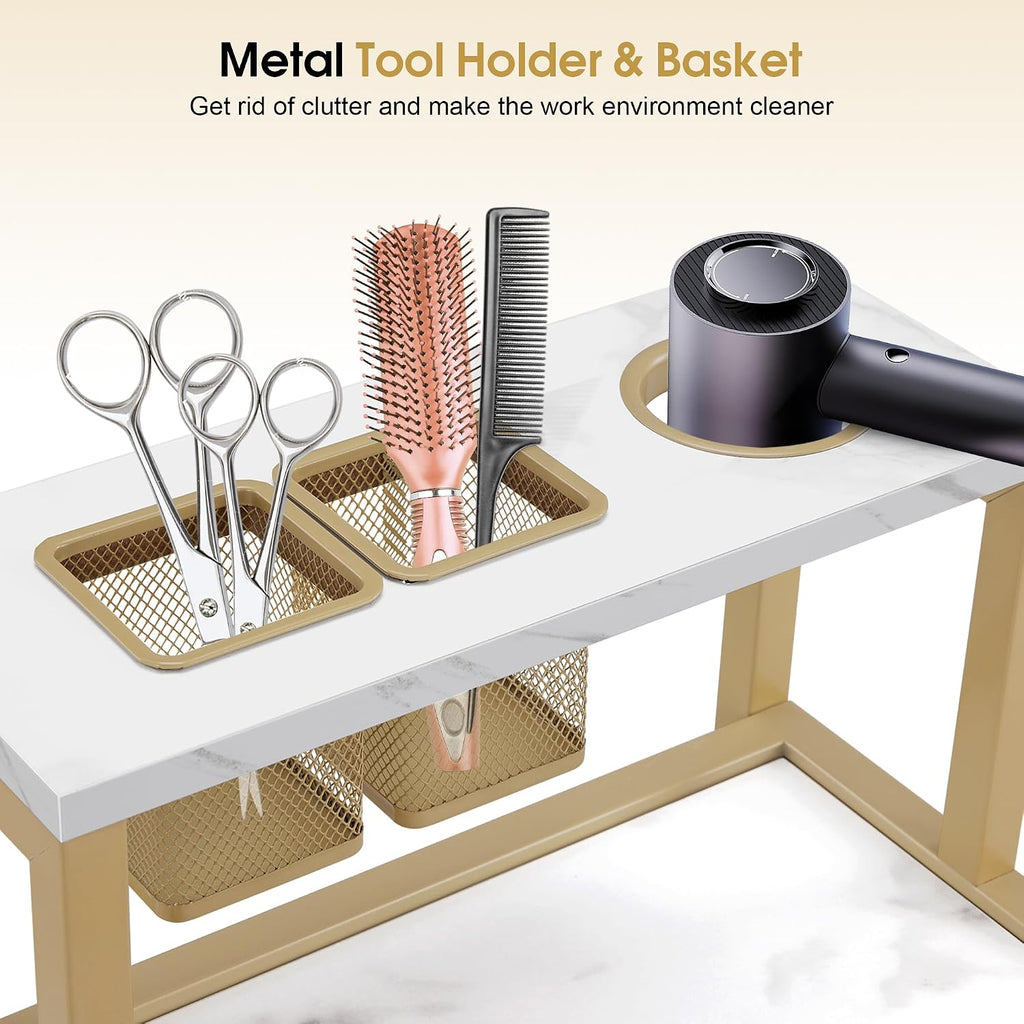 Salon Cart with Drawers, Barber Trolley 2084 (White Medium) | Rolling Salon Cart with Storage Drawers&Metal Tool