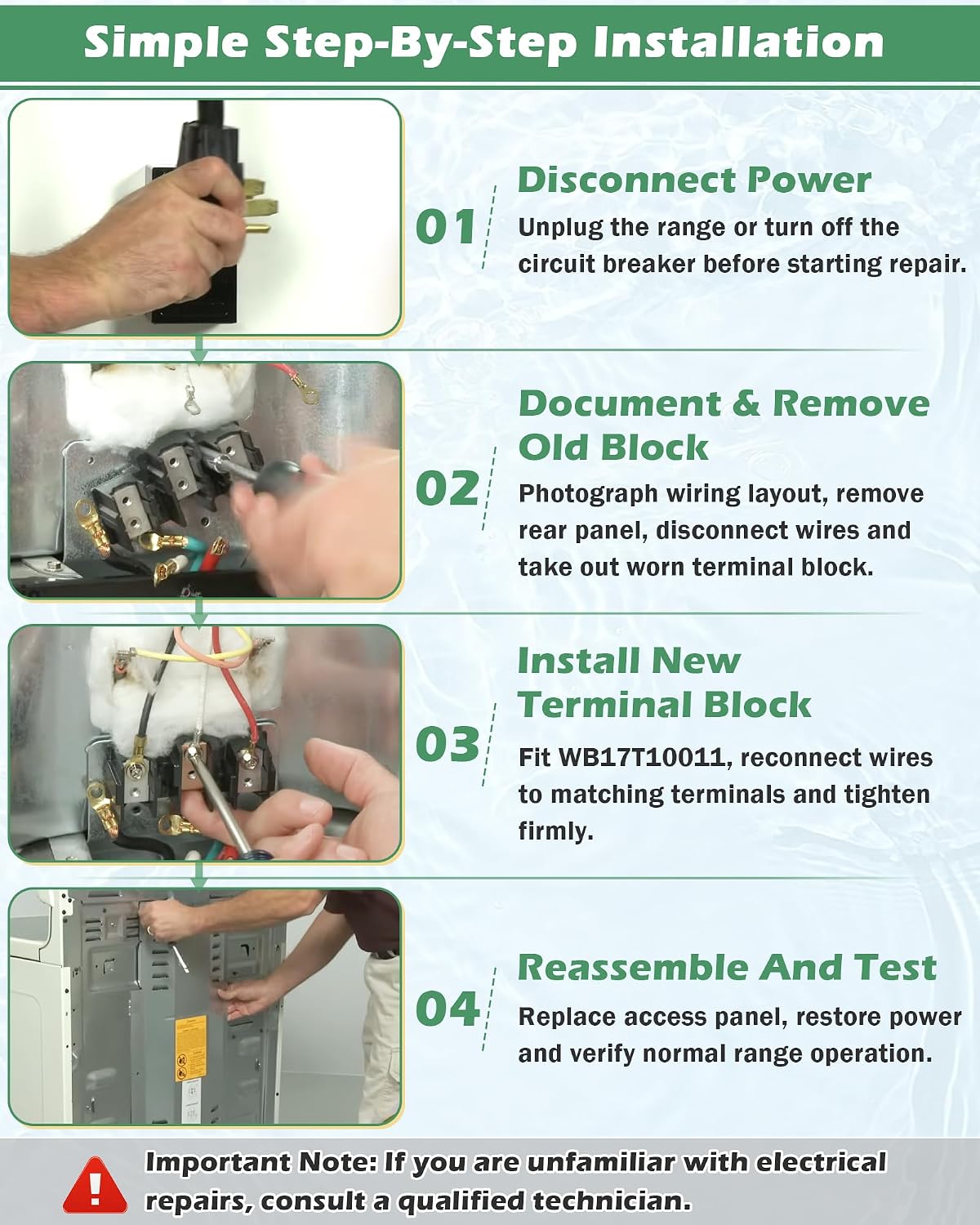WB17T10011 Terminal Block Compatible with GE Electric Range Oven Stove