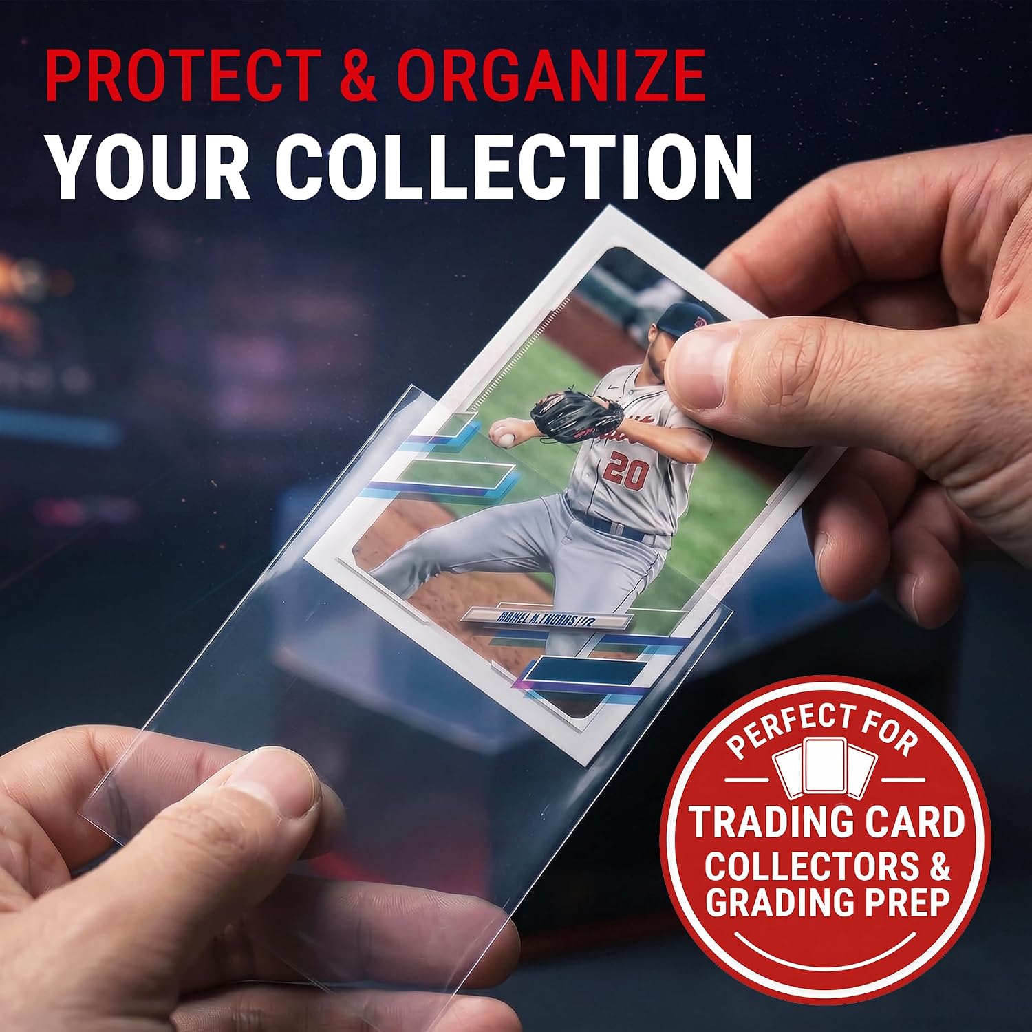 Premium Clear Card Sleeves, 2.5" x 3.5", 100 Pack | Soft acid-free, non-PVC polypropylene sleeves protect standard