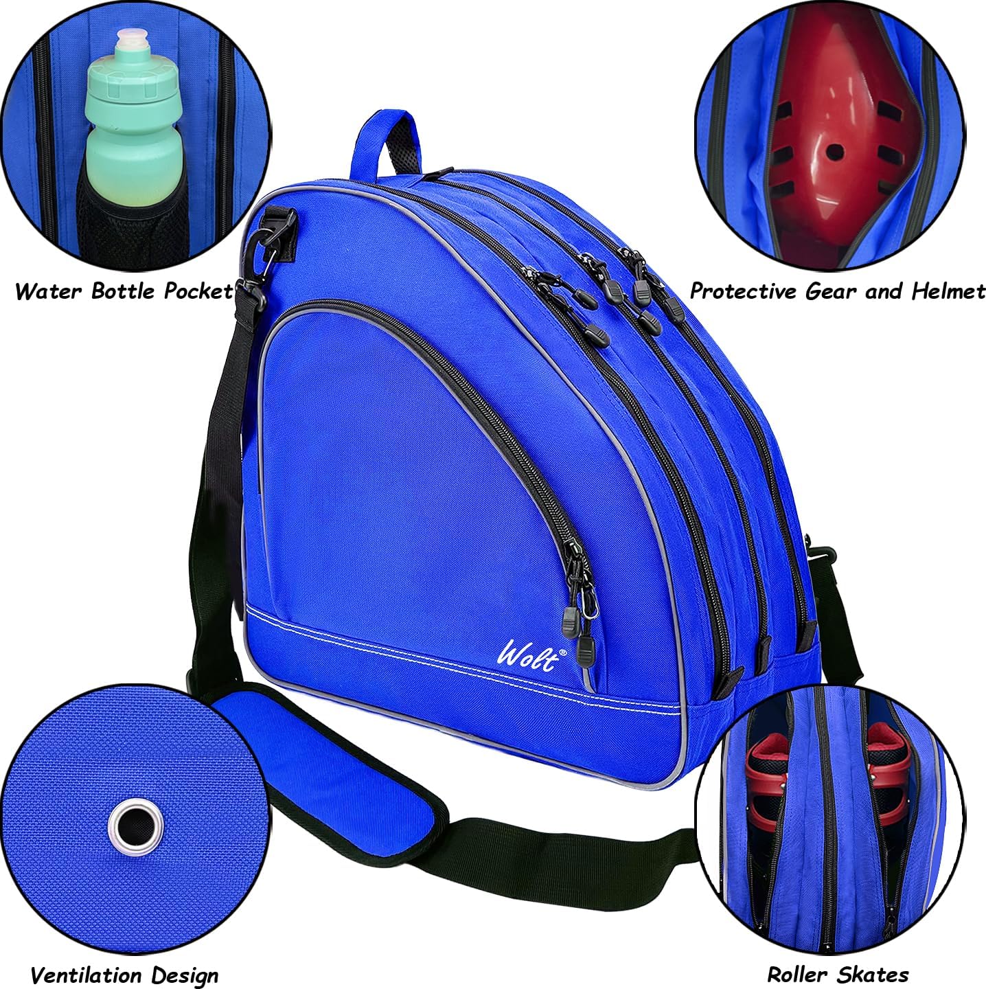 Ice Skate Bag - Roller Skate Bag, Inline Skate Bag with Adjustable Shoulder Strap for Both Youth and Adults.