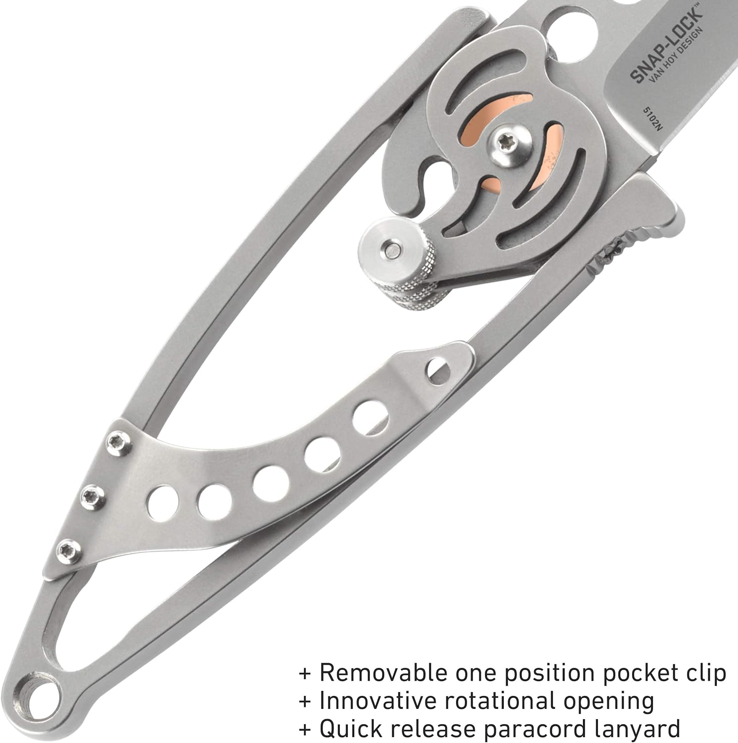 Snap Lock Everyday Carry EDC Pocket Folding Knife with Snap Lock: Stainless Steel Plain Edge Blade, Stainless Steel
