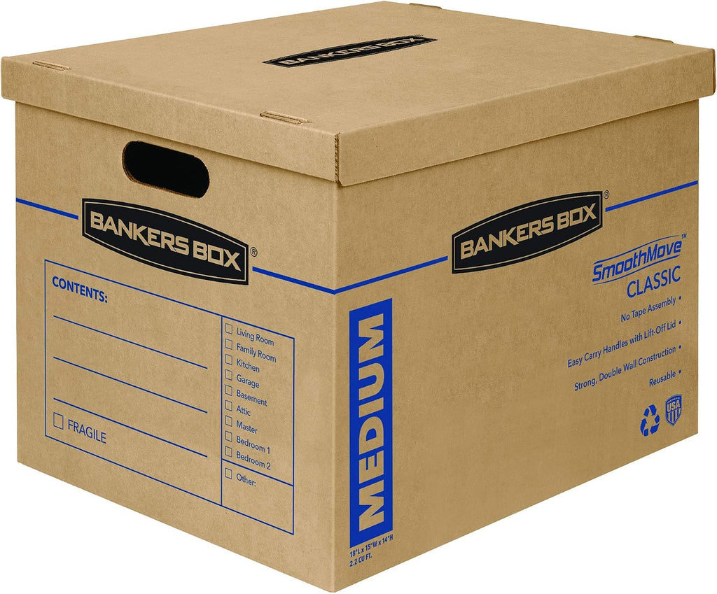 10-Pack Medium Classic Moving Boxes with Reinforced Handles
