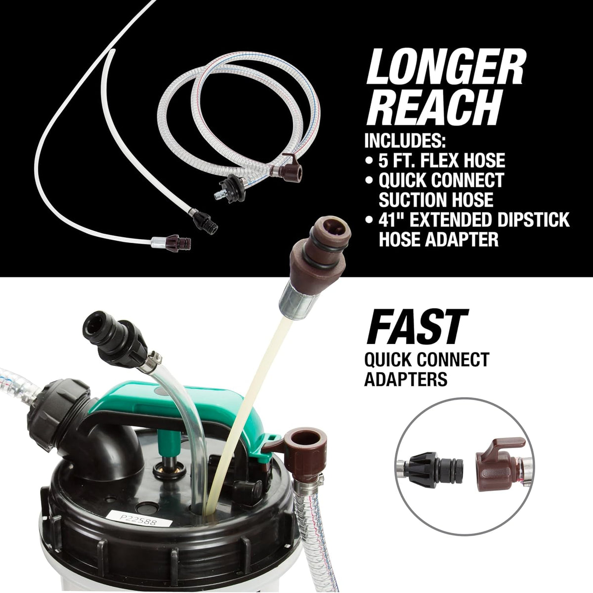 OEMTOOLS 24389 Manual Fluid Extractor Pump, 5.3L Oil Extractor, 5-Foot Hose