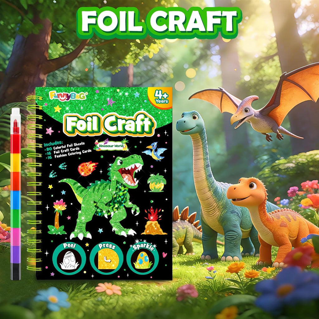 Foil Art Craft Kit for Kids, Sparkly Birthday Gift Toy for Kids