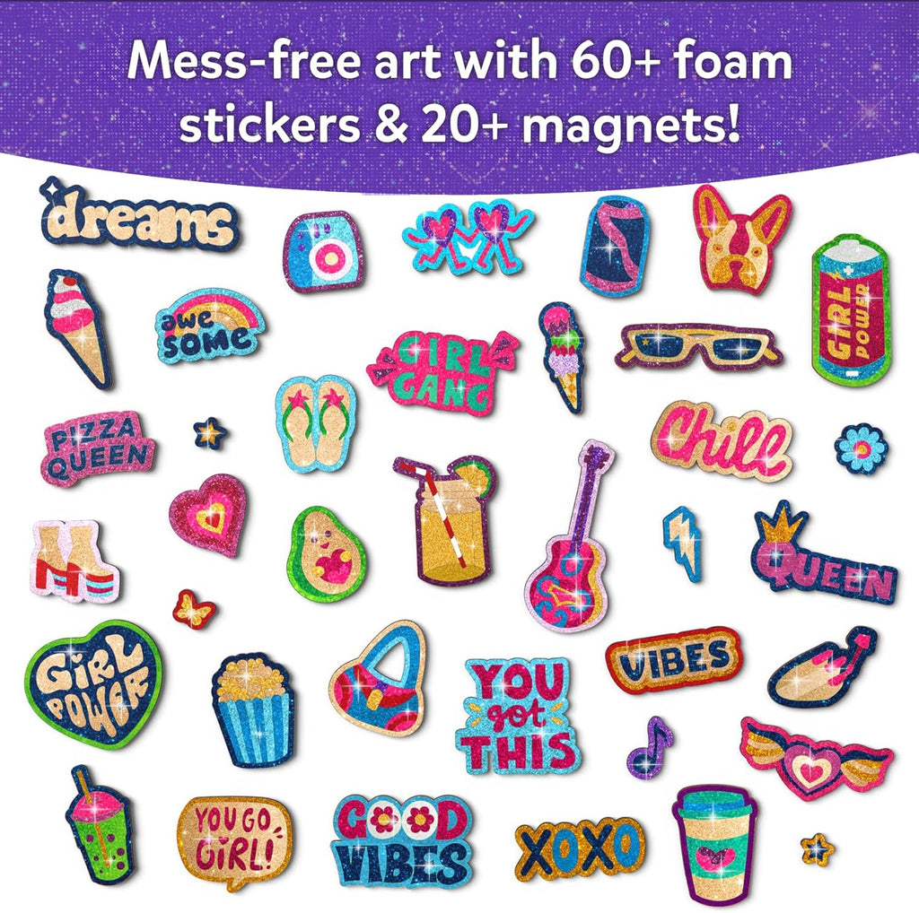 Foil Fun – Girl Power, DIY Foil Art Craft Kit for Tweens | Mess-Free Activity, 20+ Magnets & 60+ Stickers, Travel