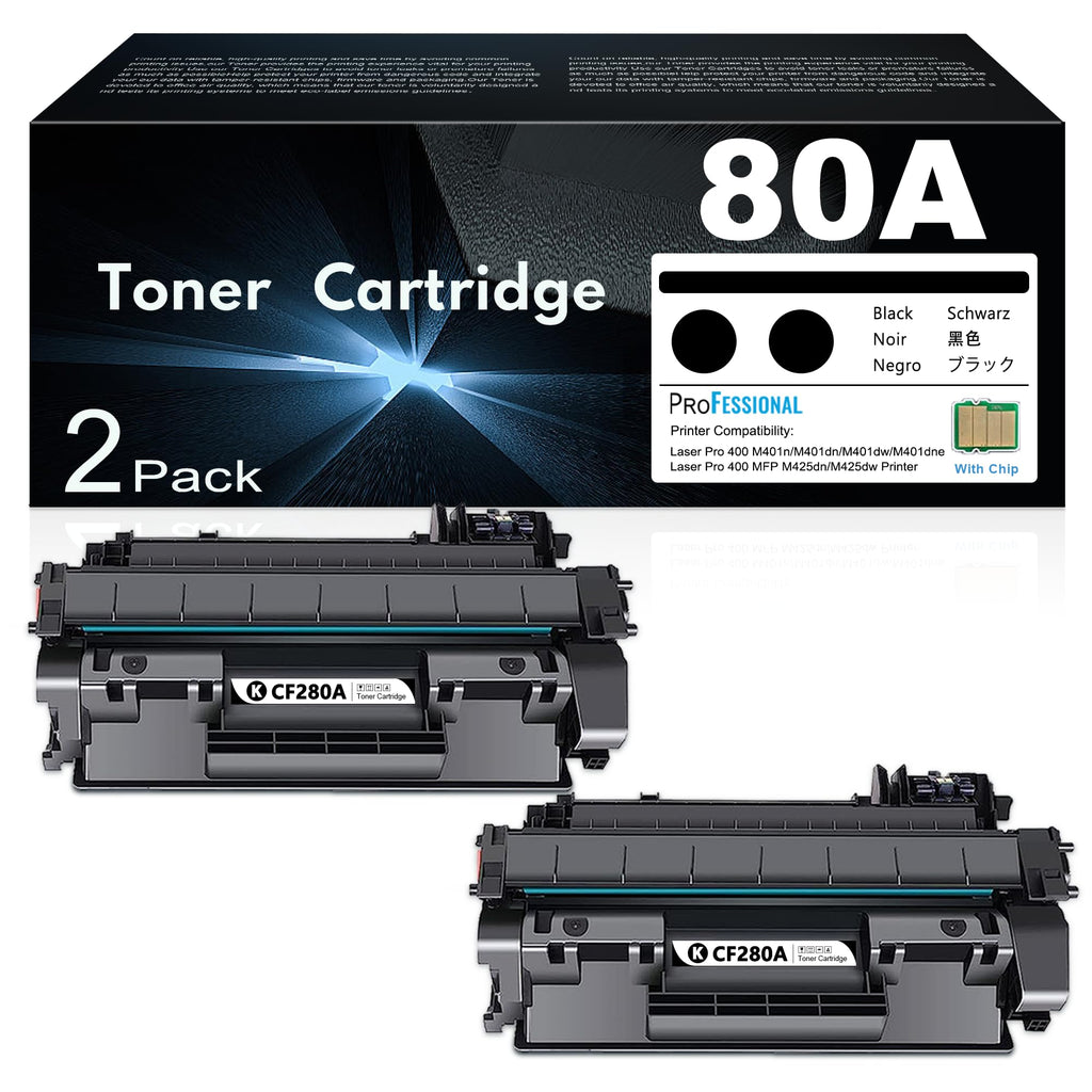 CF280A 80A Toner Cartridge Black High Yield, Replacement for HP 80A