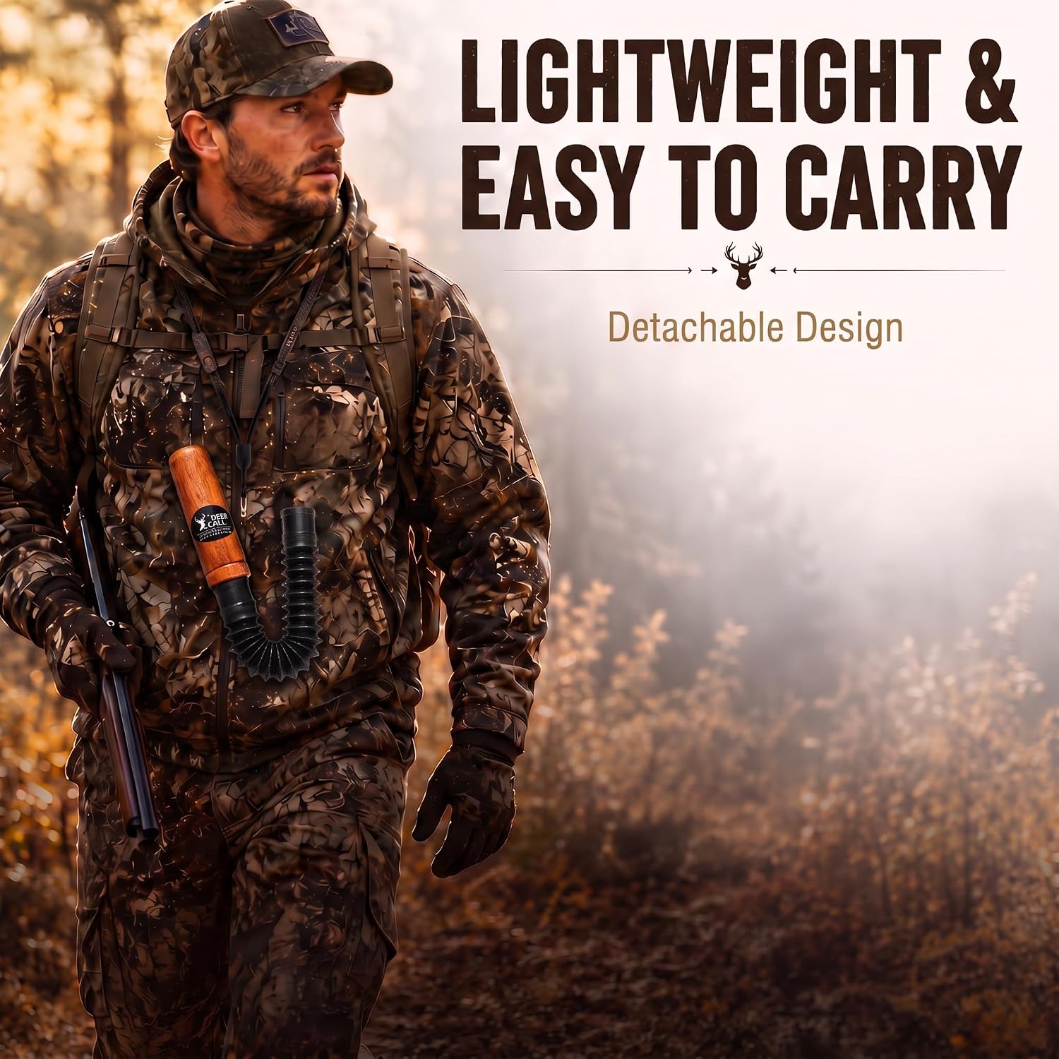 Deer Call - 6-in-1 Adjustable Hardwood Hunting Deer Grunt Call for Buck, Doe, Fawn with Lanyard - Waterproof Freeze
