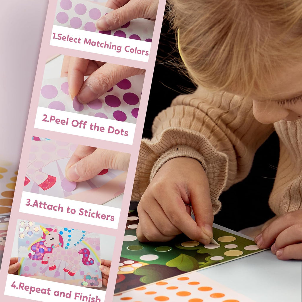 Dot Art Kit for Kids, No Mess Sticker for Toddlers 3-7, Craft Kits, DIY Creative Activity, Travel Toy, Birthday