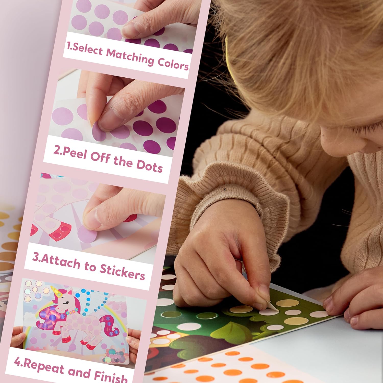 Dot Art Kit for Kids, No Mess Sticker for Toddlers 3-7, Craft Kits, DIY Creative Activity, Travel Toy, Birthday