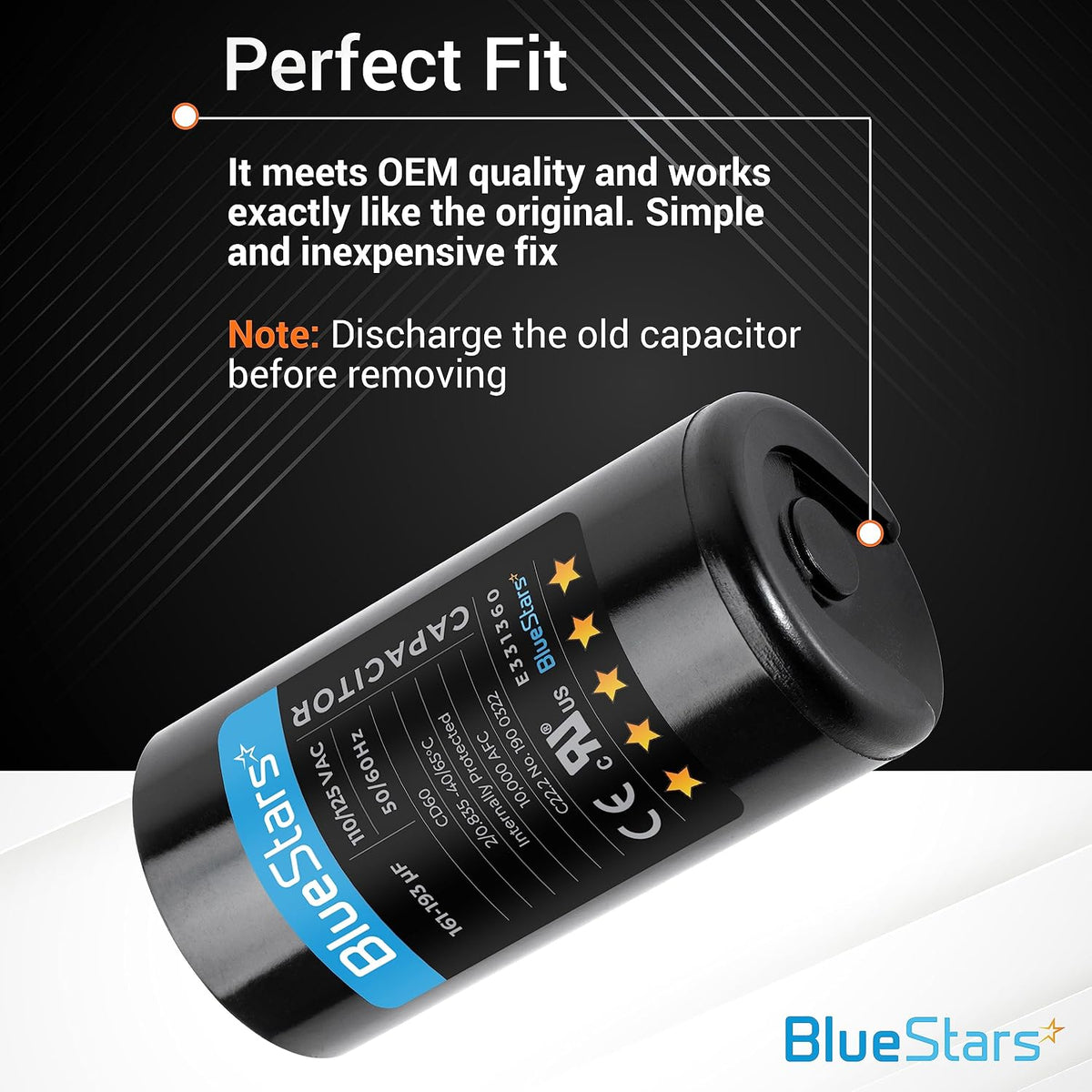 BlueStars 2 Packs 161-193 uF MFD 125 VAC Round Motor Well Pump Capacitor