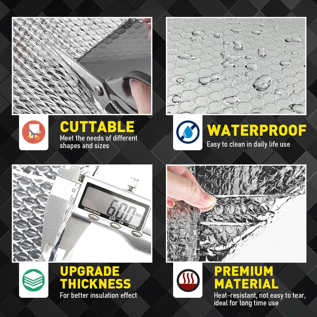 2-Car Garage Door Insulation Kit 16Pcs 24"×48" Reflective Aluminum Foil Double Bubble Panels 6mm Thick Radiant