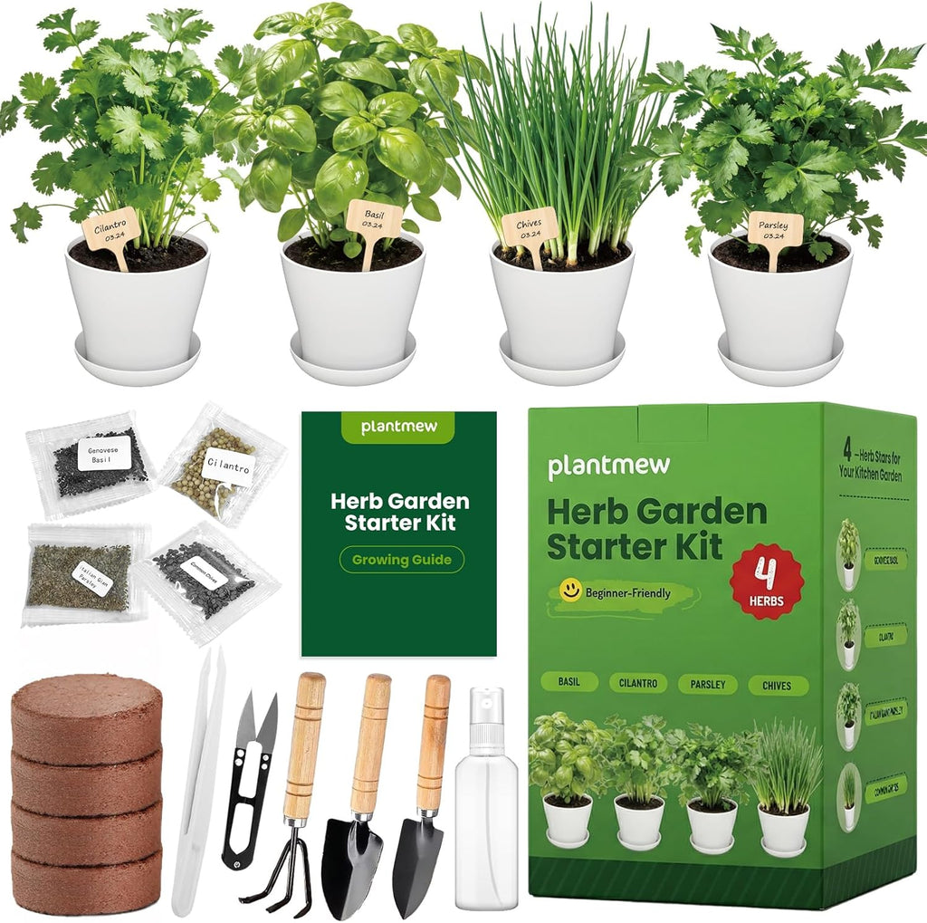Indoor Herb Garden Starter Kit - Mothers Day Gifts - 4 Non GMO, Heirloom Culinary Herb Seeds, Unique Gardening Gift