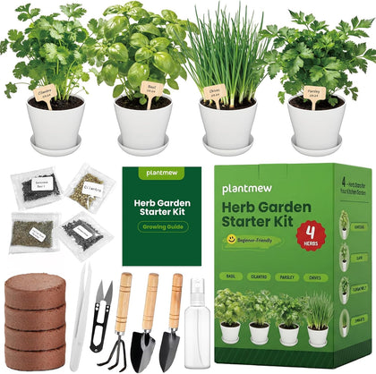 Indoor Herb Garden Starter Kit - Mothers Day Gifts - 4 Non GMO, Heirloom Culinary Herb Seeds, Unique Gardening Gift