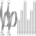 Kingdder 12 Pcs Ground Straps, 10/15/20 Inch with Ring Terminals, Silver