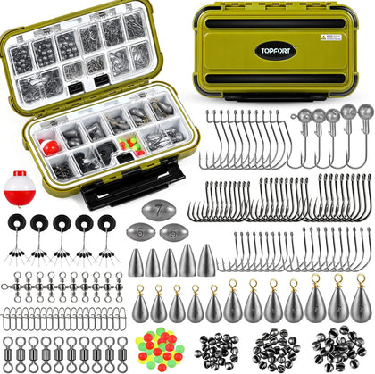 187/343pcs Fishing Accessories Kit, Organized Fishing Tackle Box with Tackle Included, Fishing Hooks, Fishing Weights
