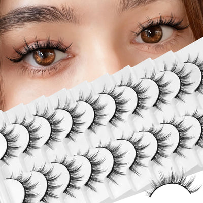 Eyelashes Manga Lashes Wispy Faux Mink Lashes Natural Look (6D75)