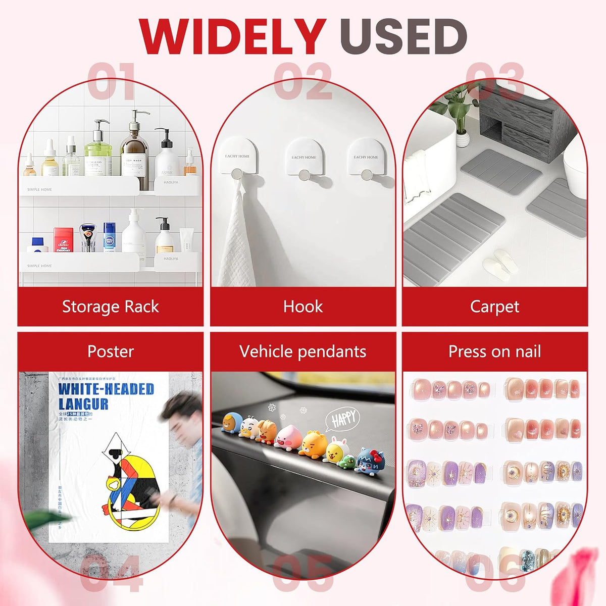6 Rolls Double Sided Nail Tape for Press on Nails Salon Display