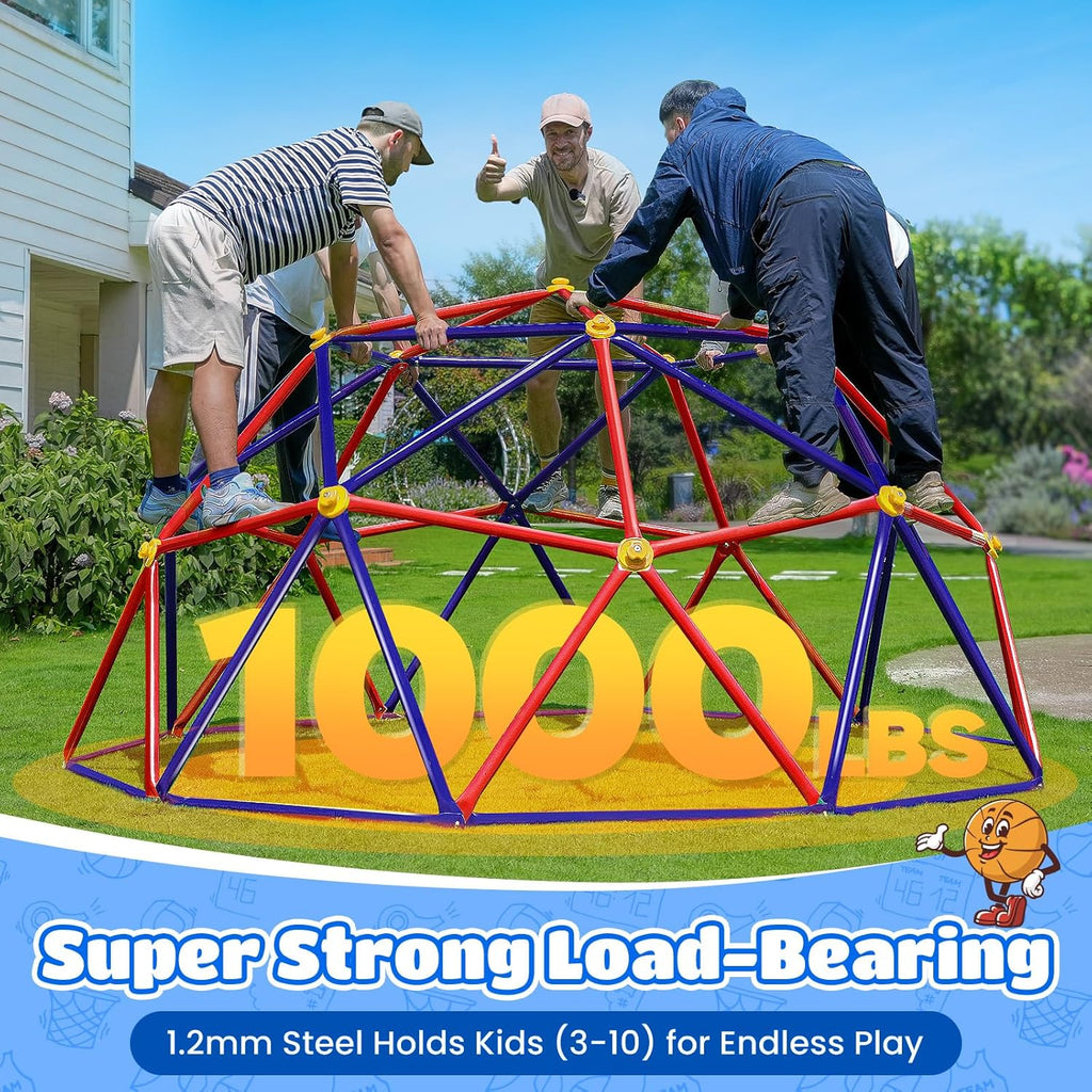 10FT Climbing Dome, Outdoor Jungle Gym for Kids with Climbing Grip - Geometric Dome Climber Supports 1000LBS Outdoor