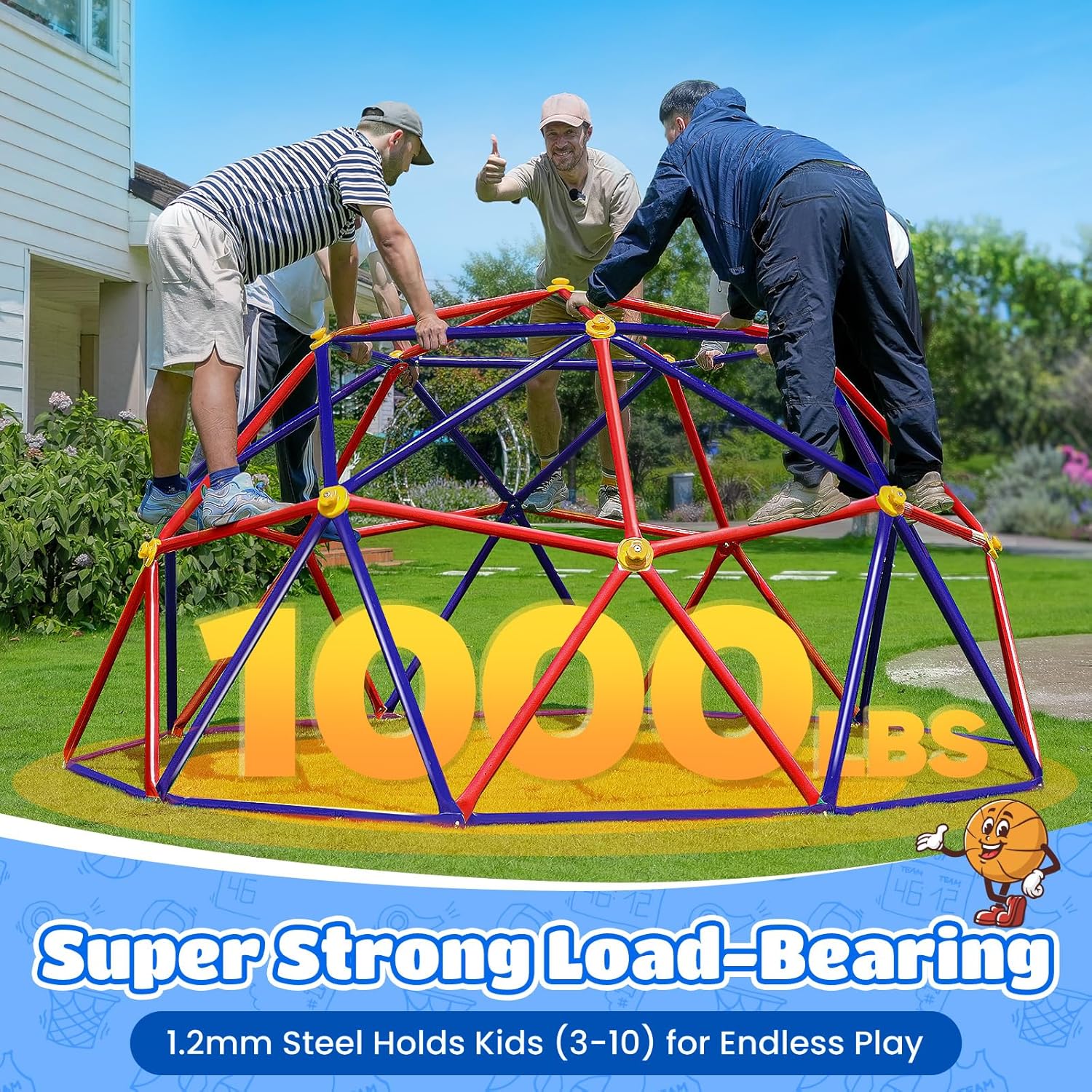 10FT Climbing Dome, Outdoor Jungle Gym for Kids with Climbing Grip - Geometric Dome Climber Supports 1000LBS Outdoor
