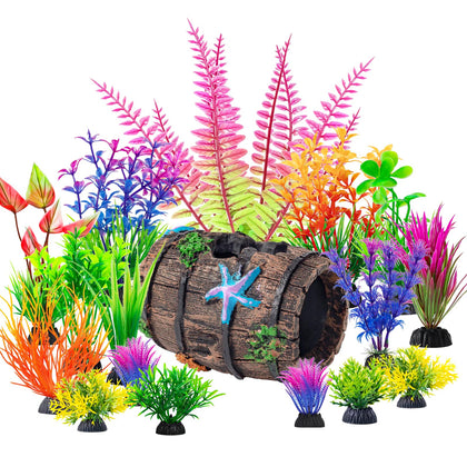 17 Pcs Fish Tank Accessories Decorations Set Broken Barrel Cave ﻿