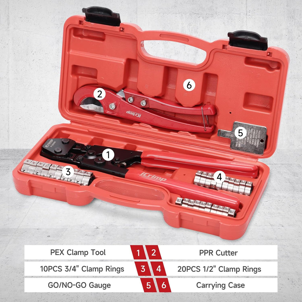 iCrimp PEX Pipe Clamp Crimping Tool Kit for Stainless Steel Clamps