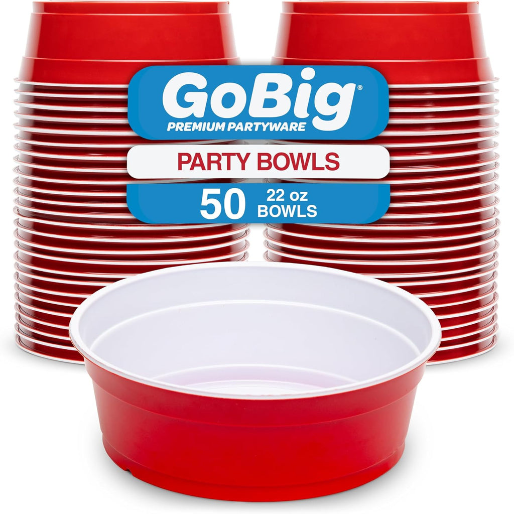Red Party Cup Bowls - Large Disposable Plastic Bowls - 22 oz or 60 oz