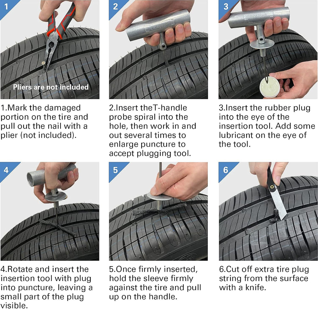 36 pcs Universal Tire Repair Kit with Plugs Heavy Duty Professional