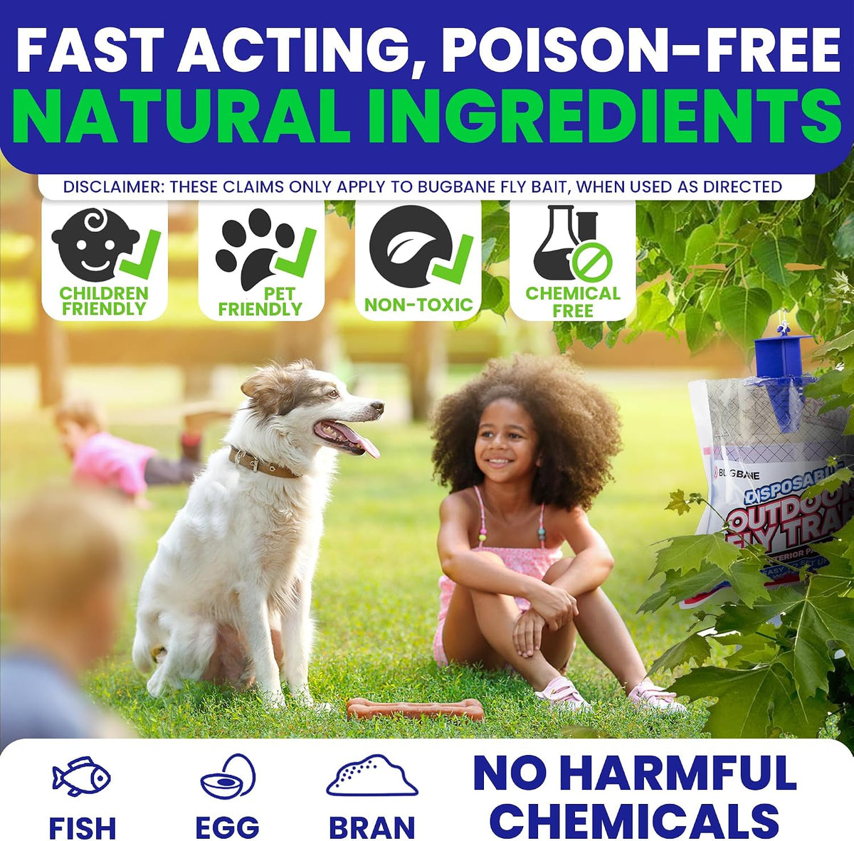 Fly Traps Outdoor Fly Trap for Patio. 9 Non-Toxic Pre-Baited Flies Bags Outdoor Disposable. Hanging Bug Catchers for
