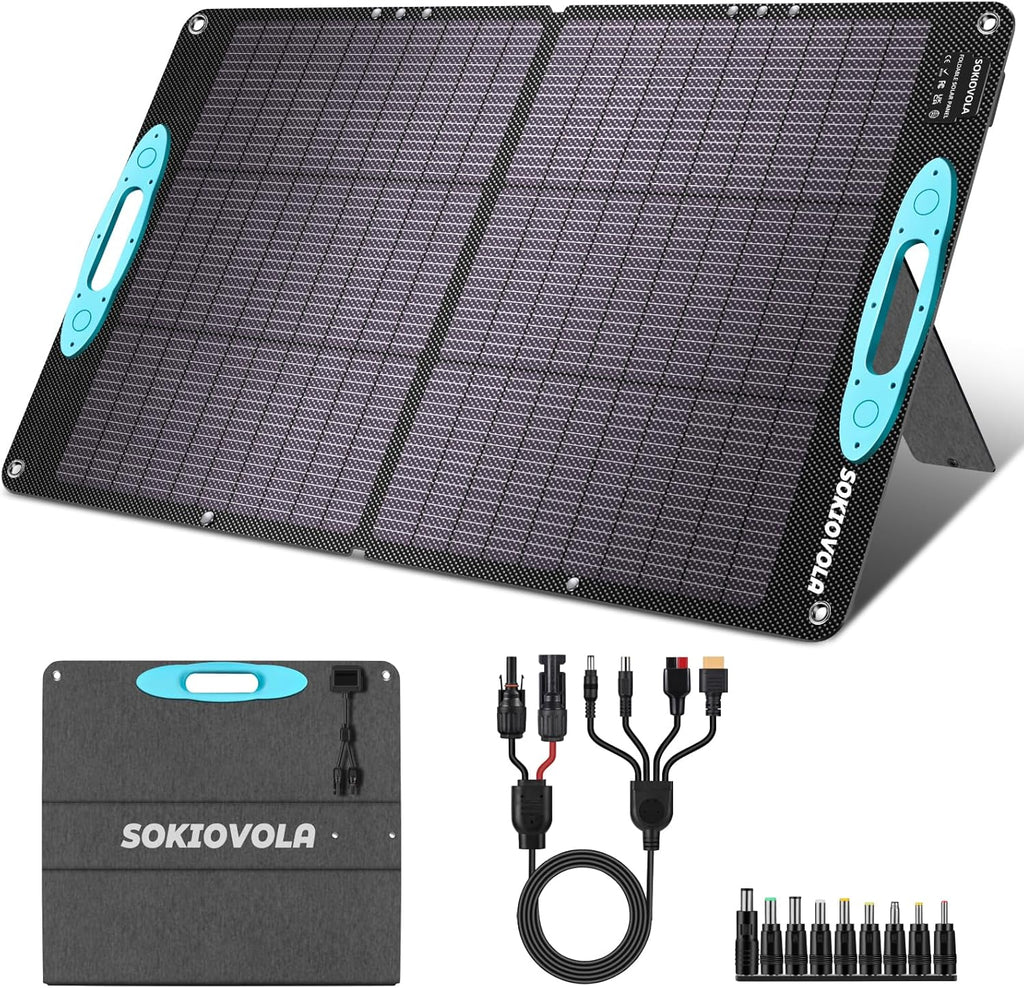 100W Portable Solar Panel for Power Station,ETFE Portable Foldable Solar Charger NextGen 25% High Conversion IP68