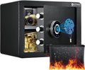 Biometric Safe, 1.2 CuFt Fingerprint Home Safe with Touchscreen Keypad, Removable Shelf, Alarm System, Alloy Steel