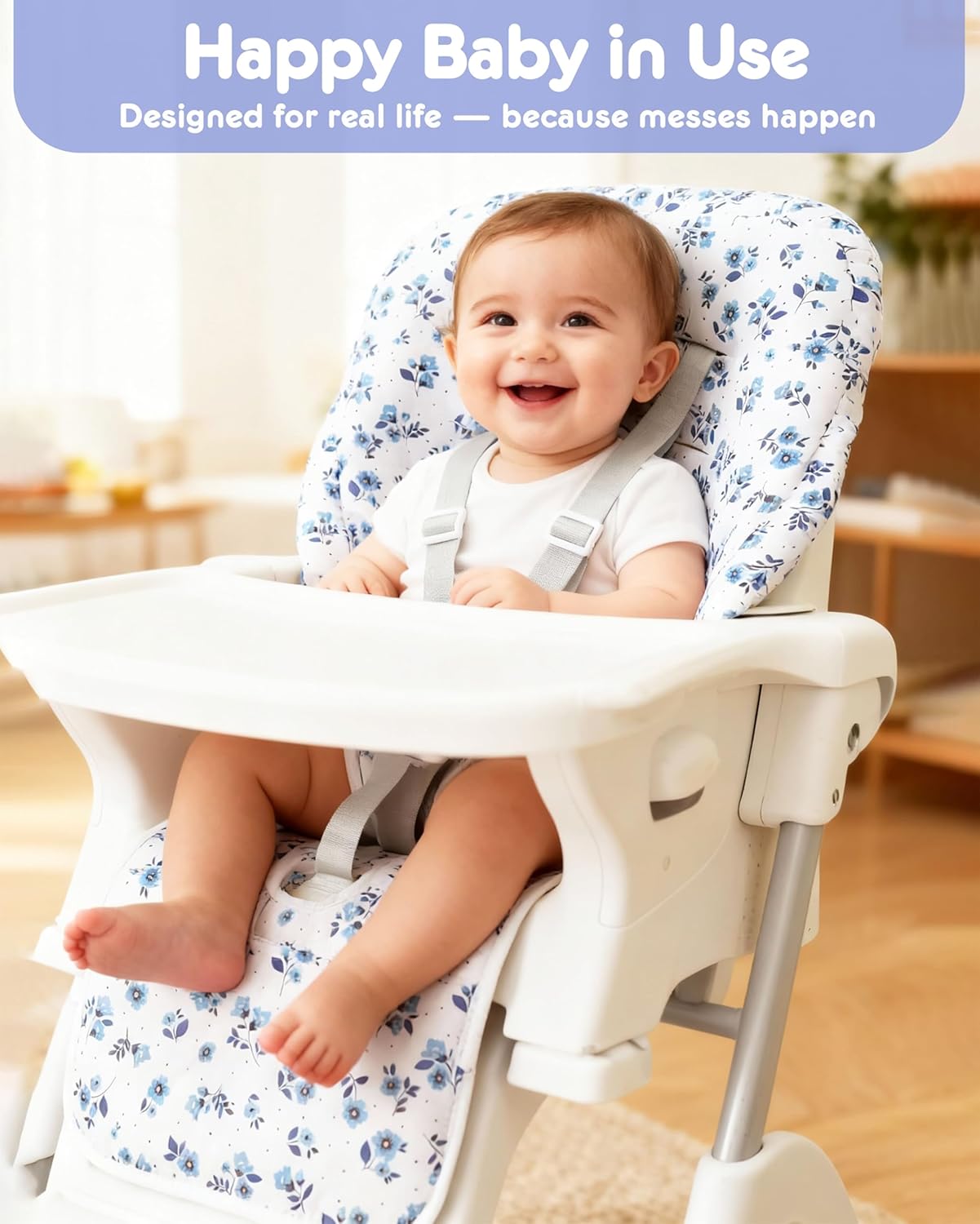Baby High Chair Cover Replacement, Reversible & Waterproof High Chair Cushion Pad Home & Restaurant use, Includes