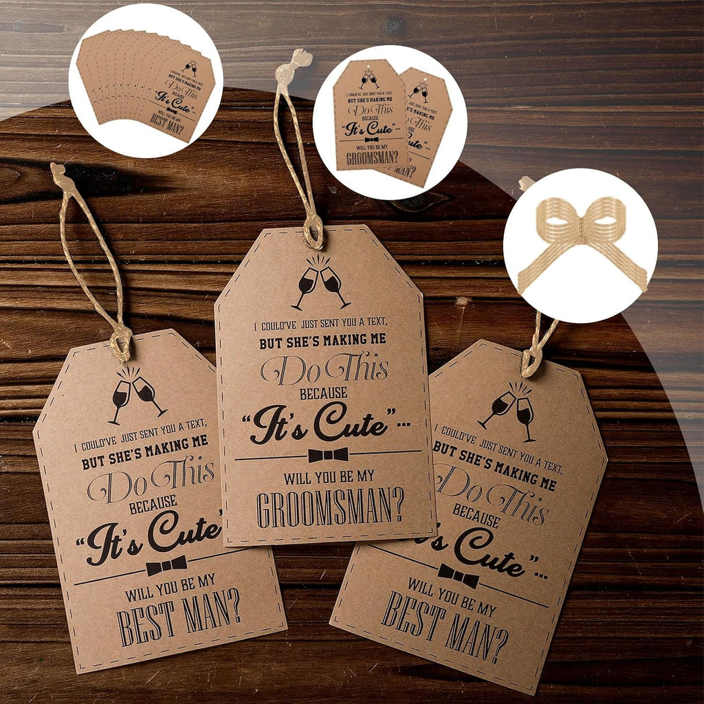 10 Pcs Groomsman Proposal Card Label Set Groomsman Gift and Bridesmaid Gift 6" x 4" Proposal Box Hang Tag Bottle