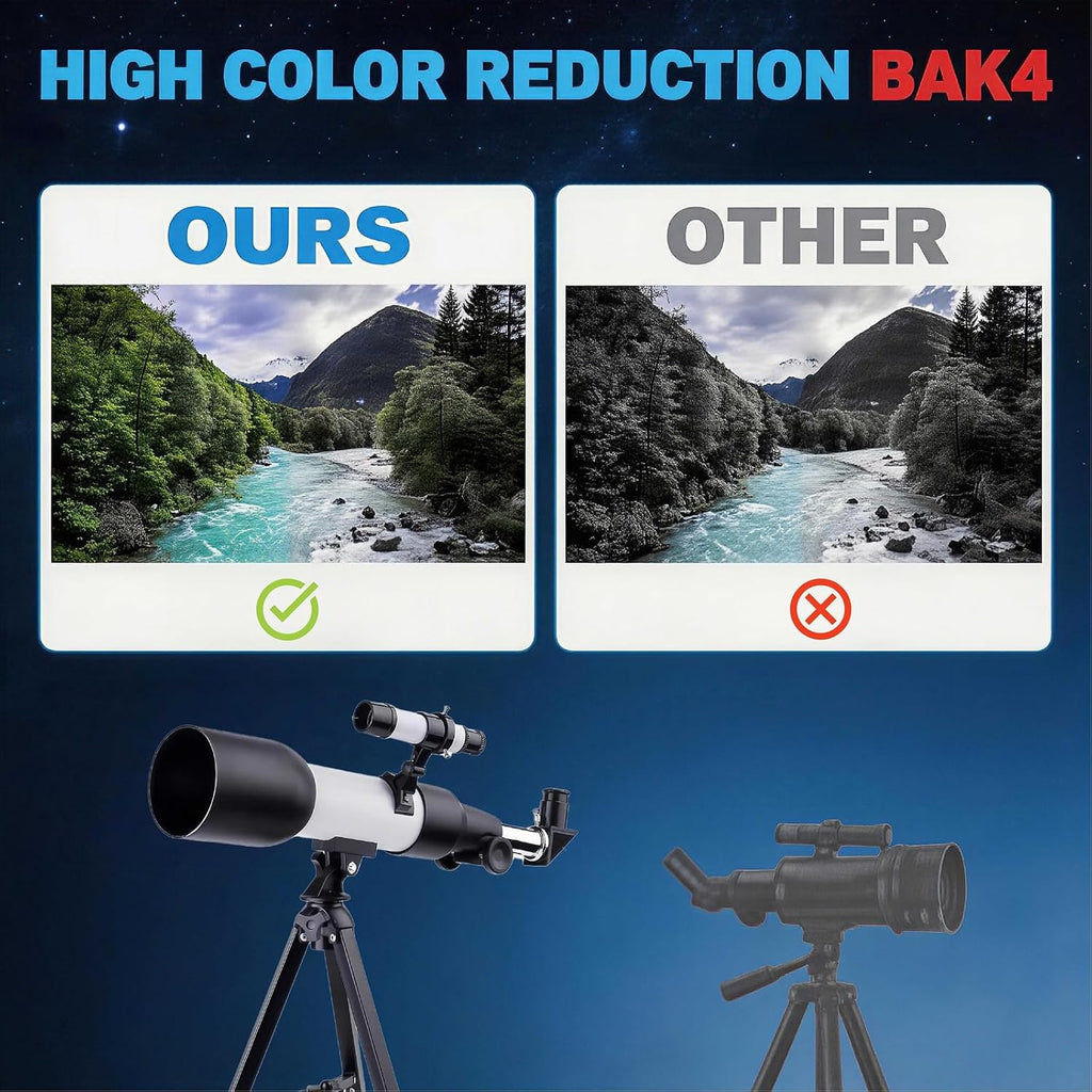 Telescope for Adults, 70mm Aperture 400mm Refractor Telescope for Astronomy Beginners with AZ Mount Tripod & Phone