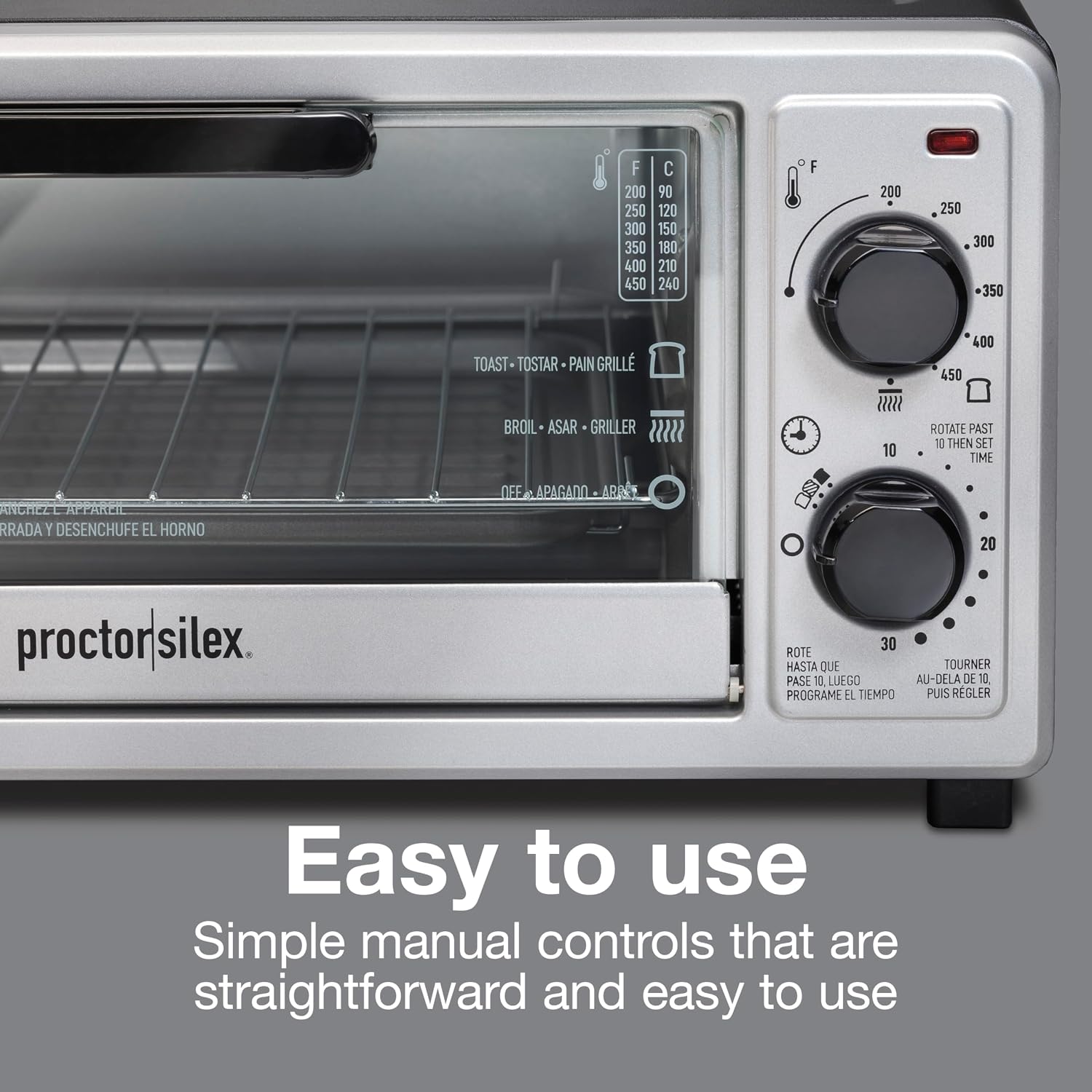 4 Slice Countertop Toaster Oven | Bake, Broil, Toast | 200-450⁰F Adjustable Temp | 30 Minute Timer | Automatic