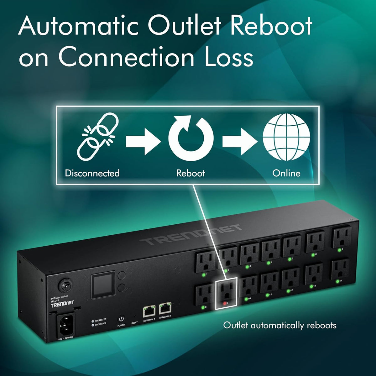TRENDnet TPI-L14, 14-Outlet Managed 2U Rackmount Switched PDU