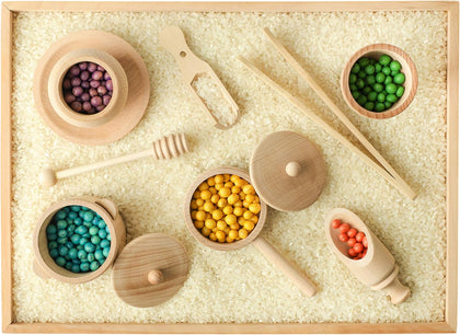 Sensory Bin Tools – Montessori Fine Motor Skills Learning Set for Toddlers and Kids Pretend Play [9 PC] Kitchen