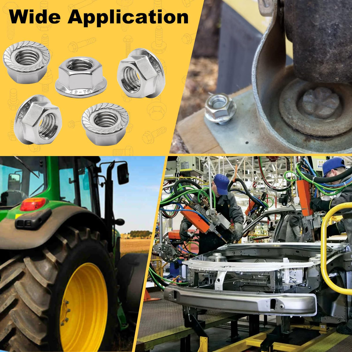 M10 Serrated Flange Hex Nuts, M10-1.5mm Hexagon Flange Nuts