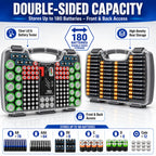 The Battery Organizer, Battery Storage Organizer Hinged Clear Cover with Locking Lid, Holds 180 Batteries, Includes a