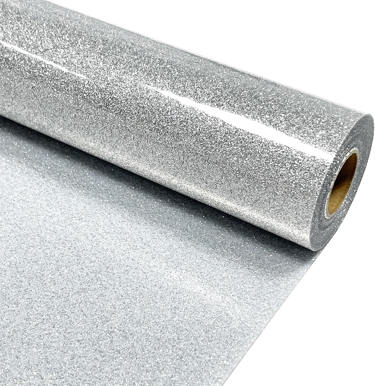 Silver Heat Transfer Vinyl HTV Roll Glitter PU 12" x 10 ft. | Easy to Cut, Weed & Transfer, Iron On Vinyl for Cricut