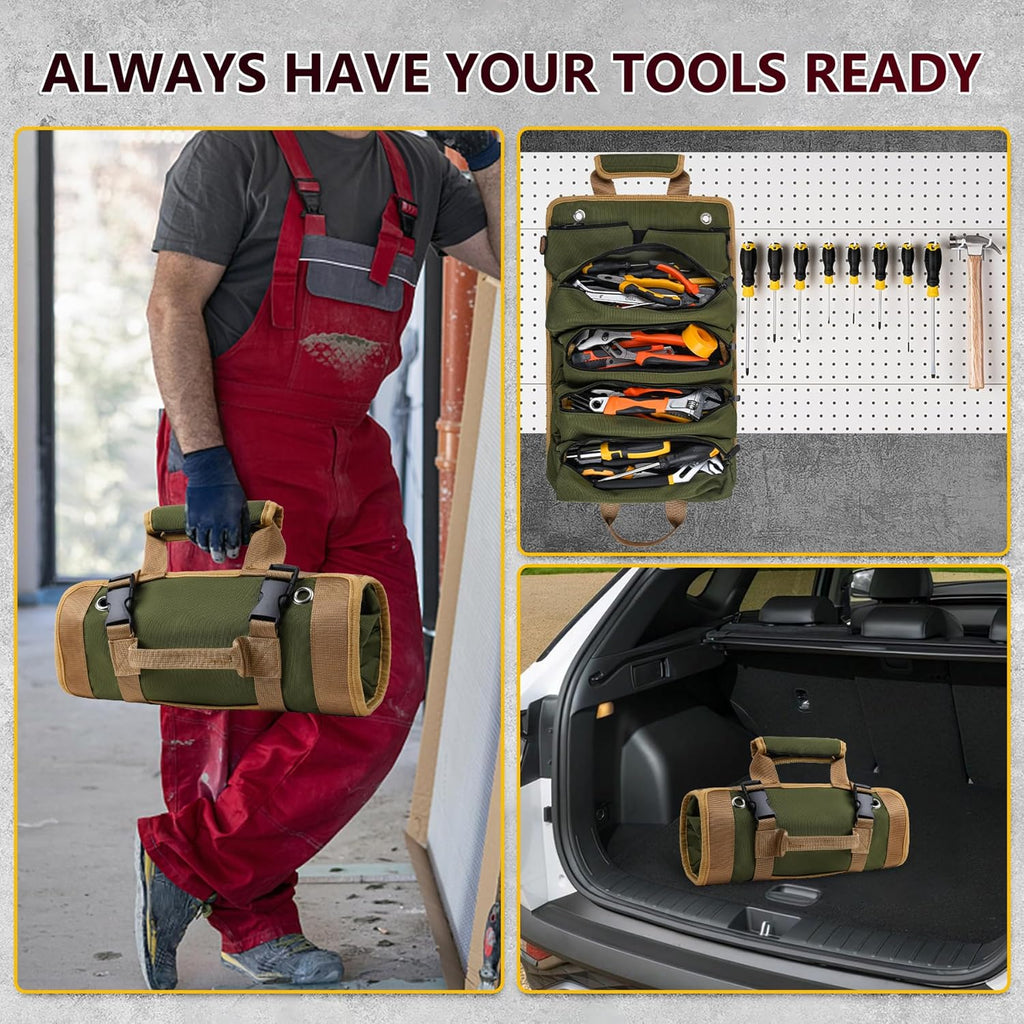 Tool Bag, Tool Bags for Men, Heavy Duty Tool Organizer, Portable Roll Up Tool Bag Gifts For Him, Mechanic
