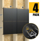 Peg Board, 4 Pack Metal Black Pegboard Panels with 50 Hooks