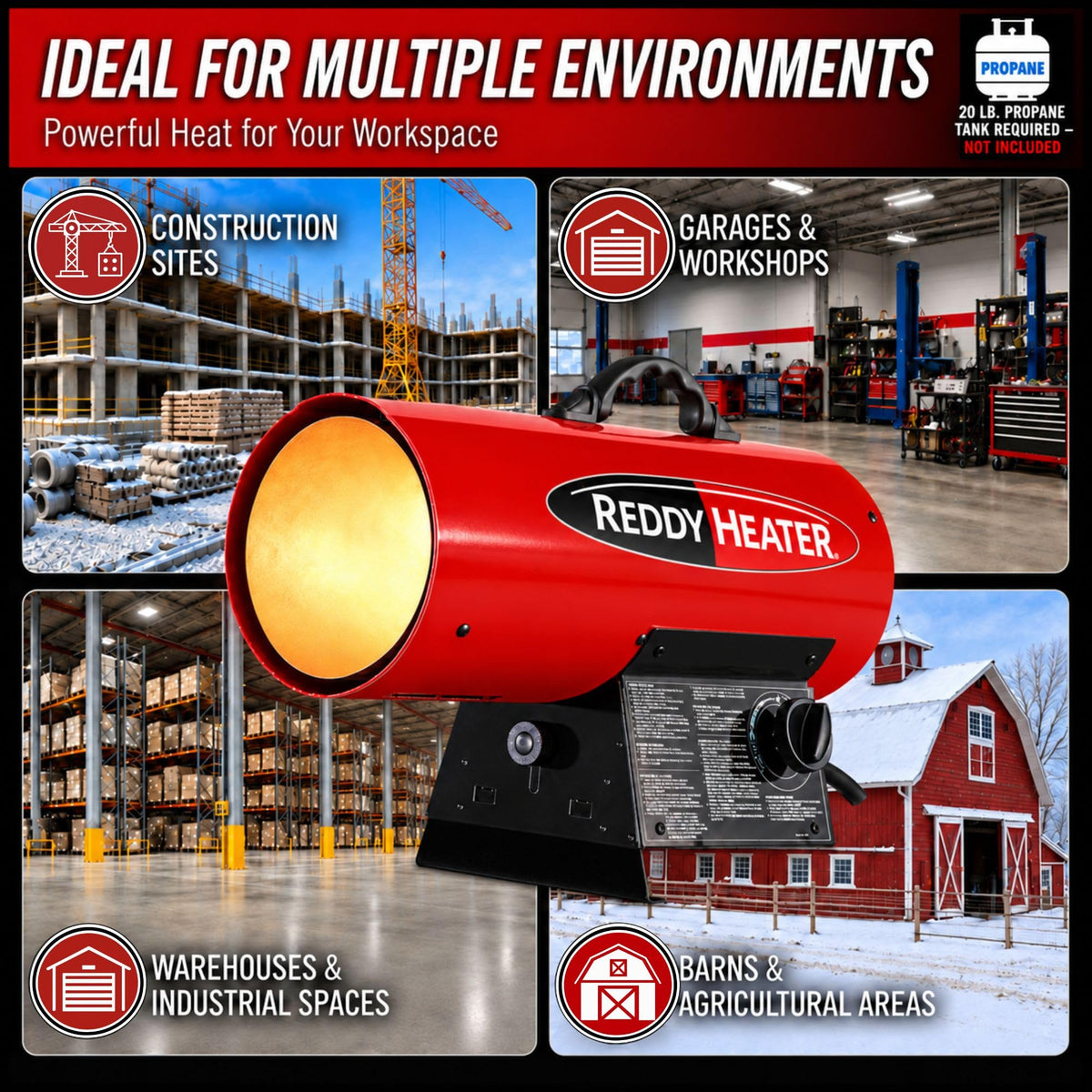 60,000 BTU Forced Air Propane Heater - RFG60V
