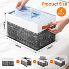 Collapsible Storage Baskets for Shelves,14"x10", 6 Pack Foldable Fabric Storage Bins with Double Leather Handles