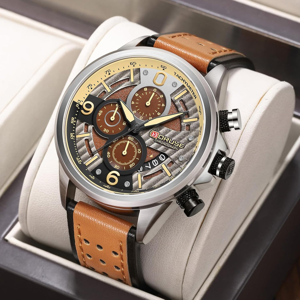 Men Watches Unique Casual Watch Big Face Fashion Chronograph | Luxury Dress Waterproof Analog Quartz WristWatch with