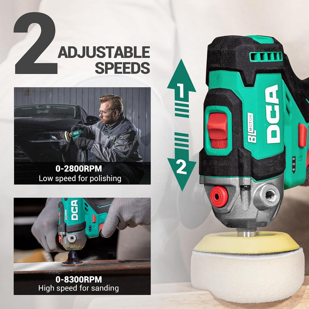 12V Cordless Buffer Polisher, 3" Brushless Mini Car Polisher & 2" Sander Machine Kit with 2x 2.0Ah Batteries, 2