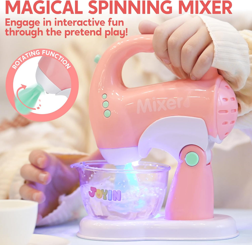 Play Kitchen Toys, Pretend Food Kitchen Accessories Girls Toy with Coffee Maker, Mixer, Toaster with Realistic