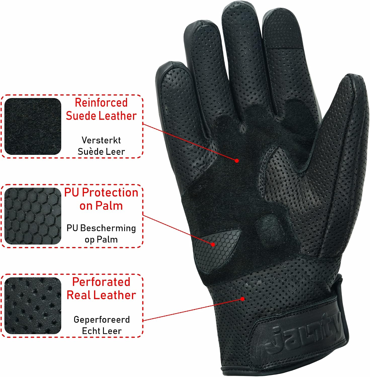 Motorcycle Gloves for Men and Women Summer Leather Riding Touchscreen with Hard Knuckle Perforated Breathable Biker