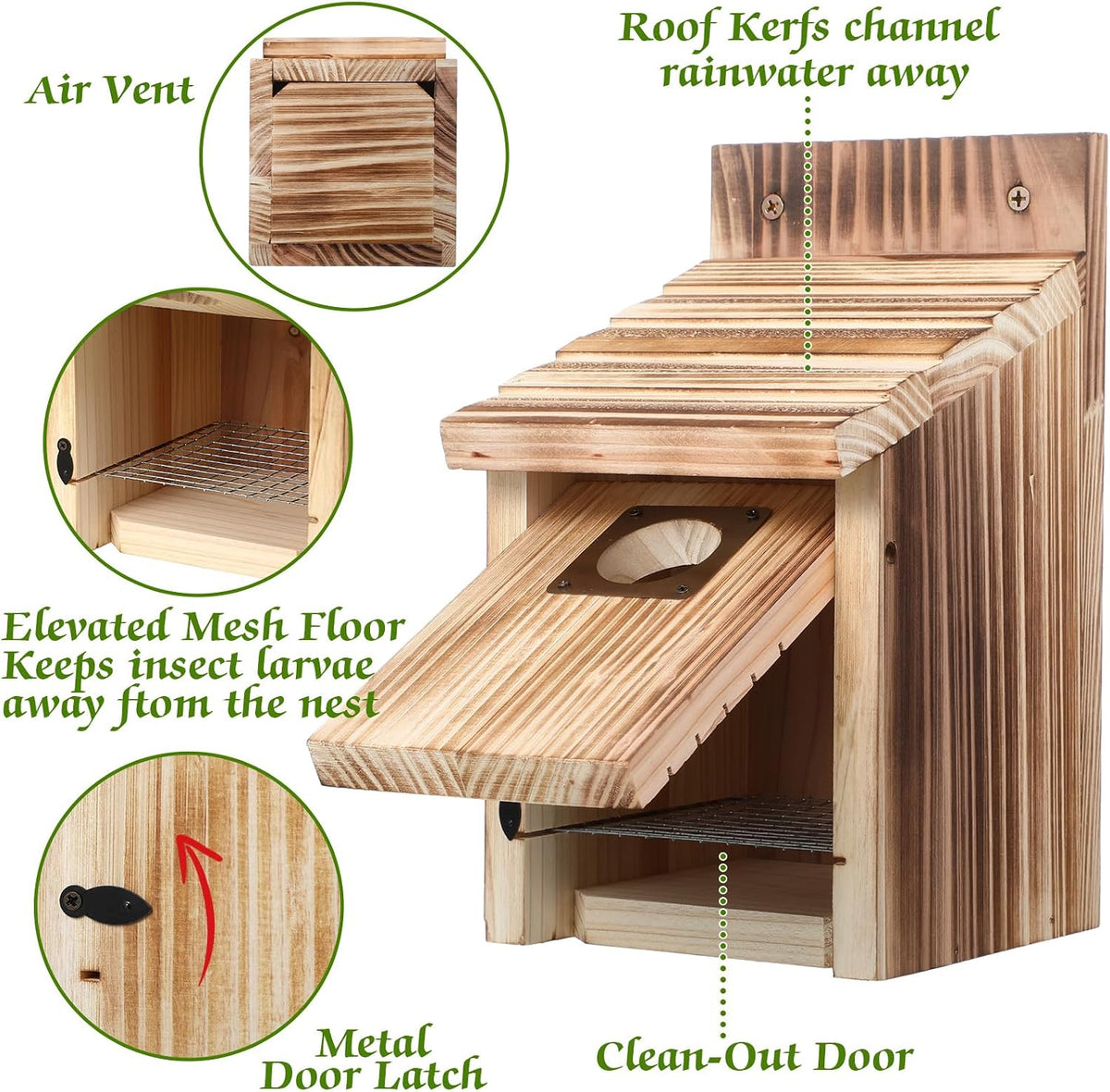 Bluebird Houses for Outside, 1-1/2” Entrance Hole Wooden Bird Houses for Outdoor with Metal Predator Guard, Secure