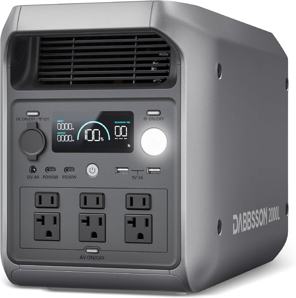 Portable Power Station 2000L, 2048Wh Semi-Solid LiFePO4 Battery, 2200W AC Output 6, 3300W Power Boost, 1 Hr Fast