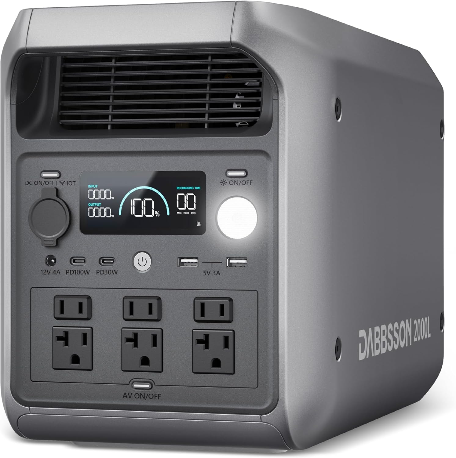 Portable Power Station 2000L, 2048Wh Semi-Solid LiFePO4 Battery, 2200W AC Output 6, 3300W Power Boost, 1 Hr Fast